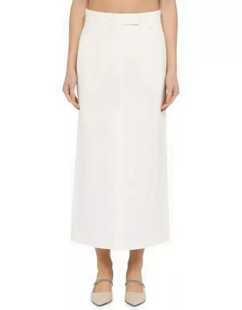 White linen-blend skirt