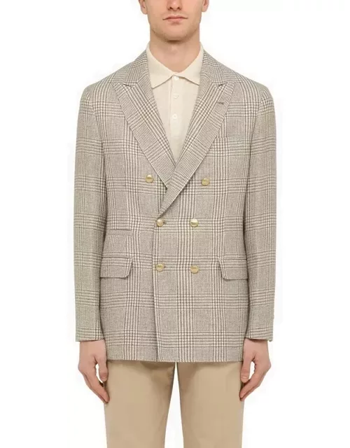 Brown Prince of Wales double-breasted jacket