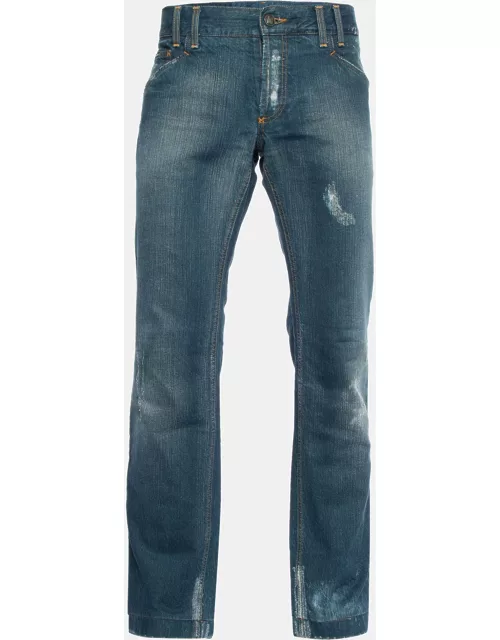 Dolce & Gabbana Blue Distressed Denim Classic 14 Fit Jeans L/Waist 38"