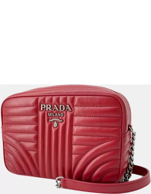 Prada Red Leather Diagramme Camera Bag