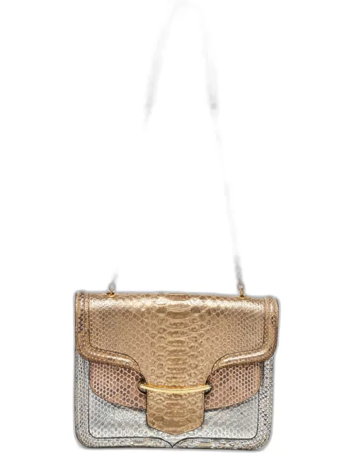Alexander McQueen Metallic Python Heroine Chain Shoulder Bag