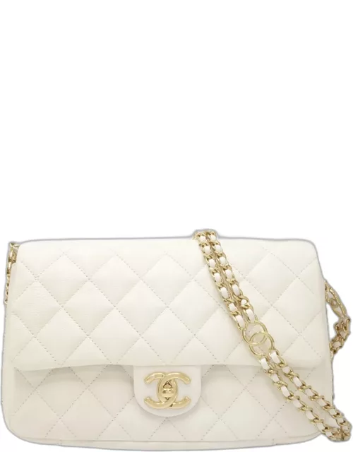 Chanel White Quilted Lambskin Pearl Crush Mini Flap Bag
