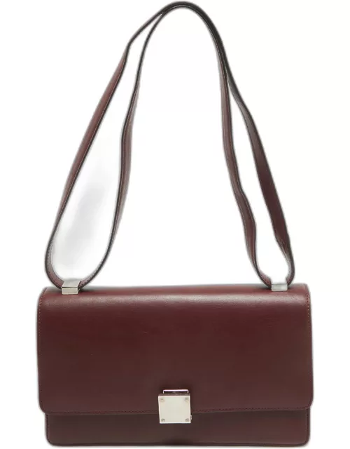 Celine Burgundy/Brown Leather and Python Classic Box Shoulder Bag