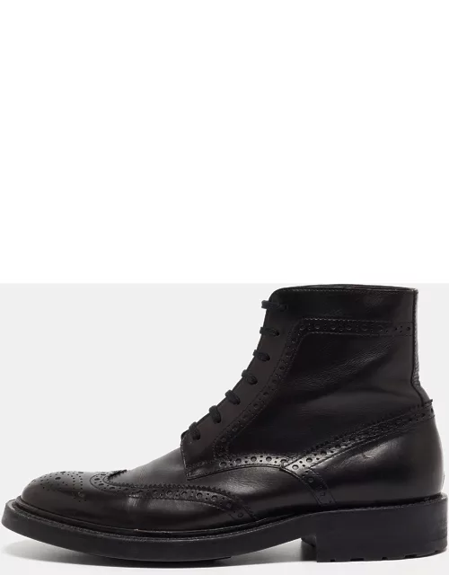 Saint Laurent Paris Black Brogue Leather Ankle Boot