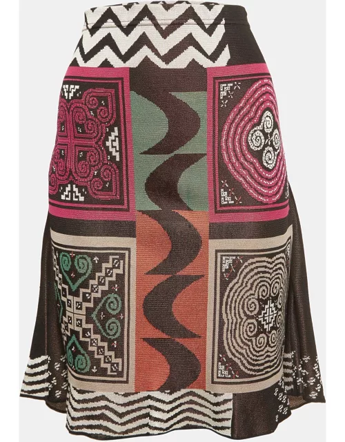 Etro Multicolor Geometric Intarsia Knit Midi Skirt