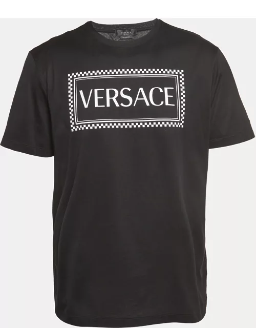 Versace Black Logo Print Cotton T-Shirt