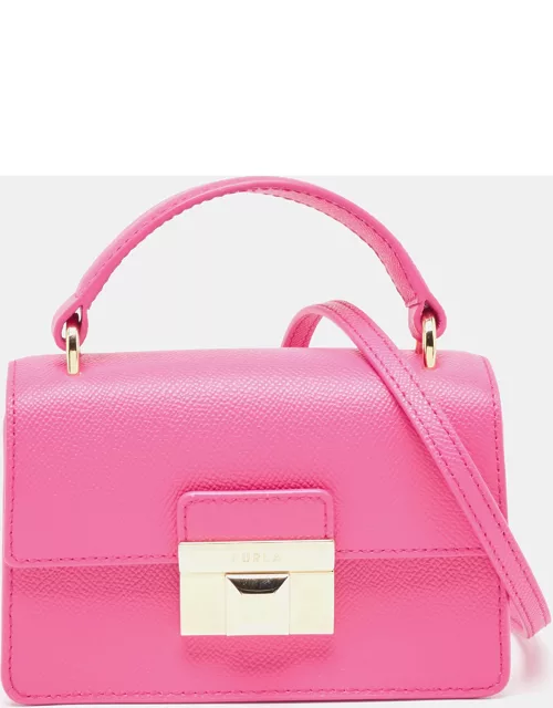 Furla Pink Leather Micro Venere Top Handle Bag