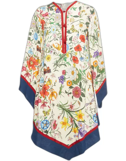 Gucci Cream/Multicolor Printed Linen Kaftan Dress