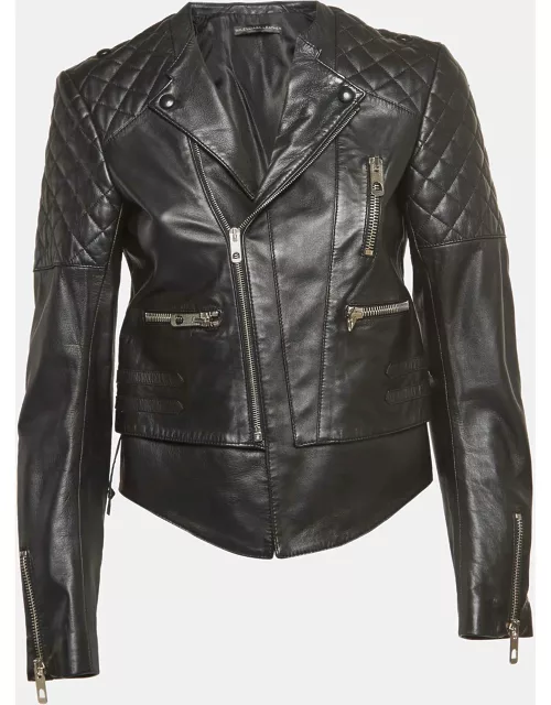Balenciaga Black Leather Quilted Riders Jacket