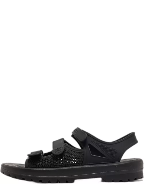 Gucci Black Honeycomb Rubber Flat Sandal