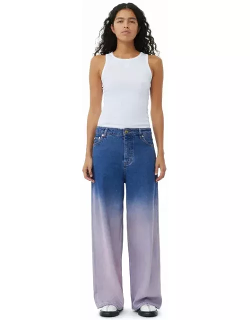 GANNI Purple Bleach Future Denim Wide Jeans in White
