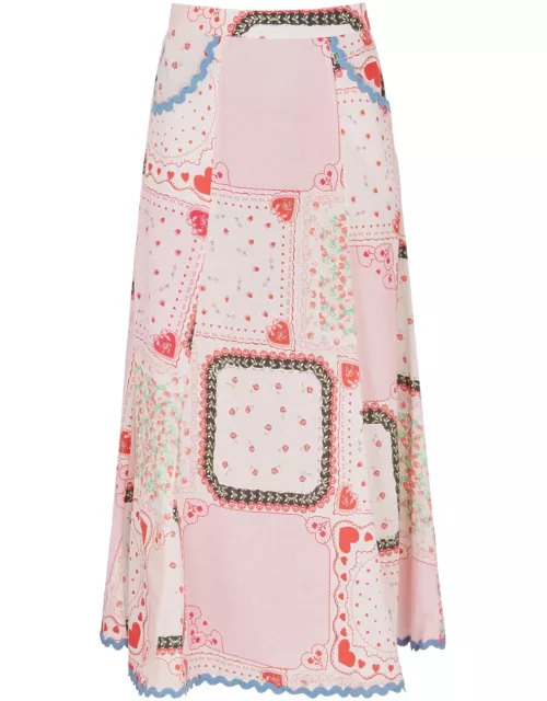 Damson Madder Hyan Printed Cotton-blend Midi Skirt - Multicoloured - 12 (UK12 / M)