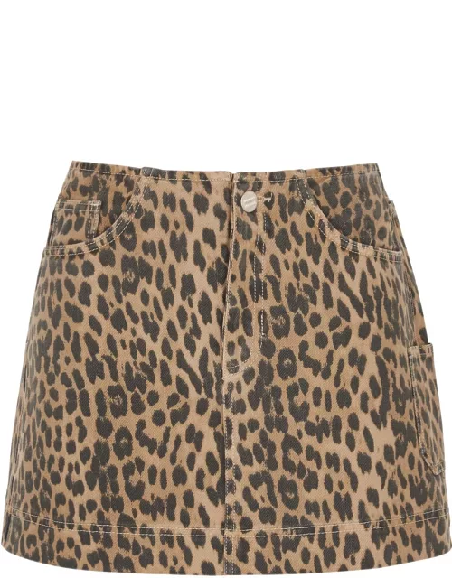 Damson Madder Lily Leopard-print Denim Mini Skirt - 12 (UK12 / M)