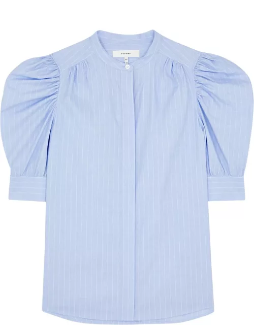 Frame Striped Puff-sleeve Cotton Shirt - Blue - M (UK12 / M)