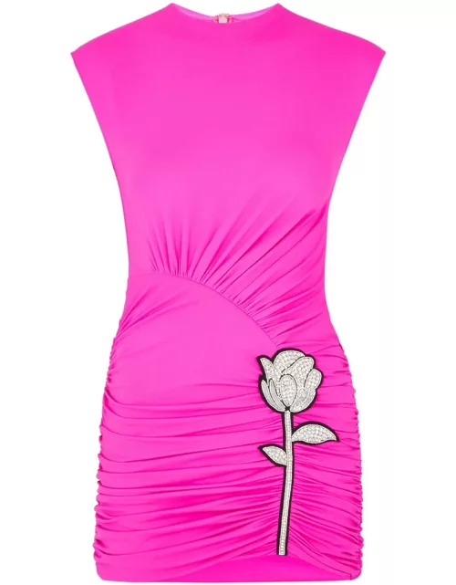 David Koma Rose-embellished Stretch-jersey Mini Dress - Pink - 10 (UK10 / S)
