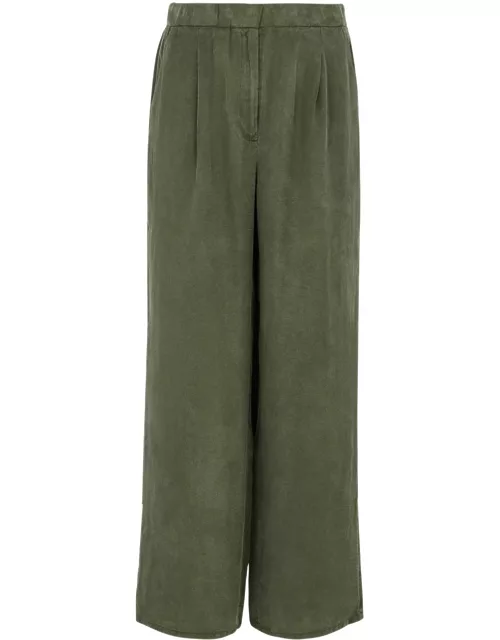 Eileen Fisher Pleated Wide-leg Jersey Trousers - Khaki - L (UK 18-20 / XL)