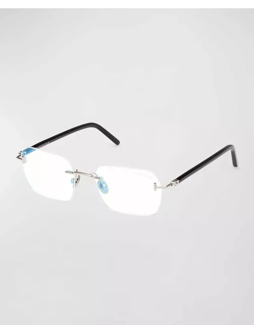 Men's Rimless Rectangle Blue Light-Blocking Glasse