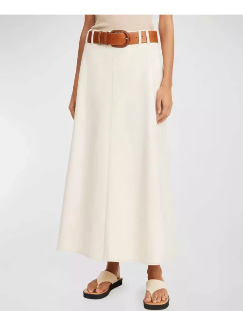 Carlas A-Line Cotton Denim Maxi Skirt