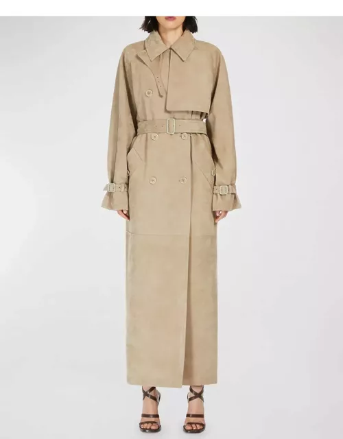 Quinto Suede Belted Trench Coat