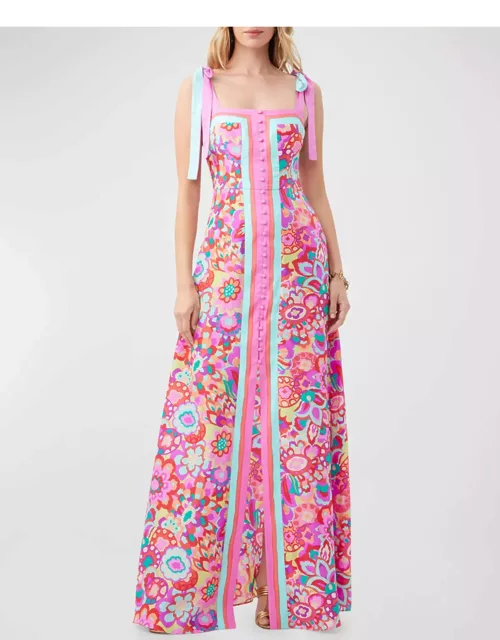 Cami Floral-Print Button-Front Maxi Dres