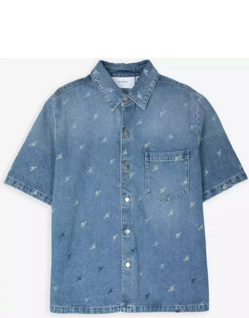 Axel Arigato Miles Shirt Light blue denim shirt with short sleeves - Miles Shirt