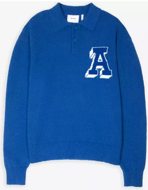 Axel Arigato Team Polo Sweater Royal blue cotton blend polo sweater - Team Polo Sweater