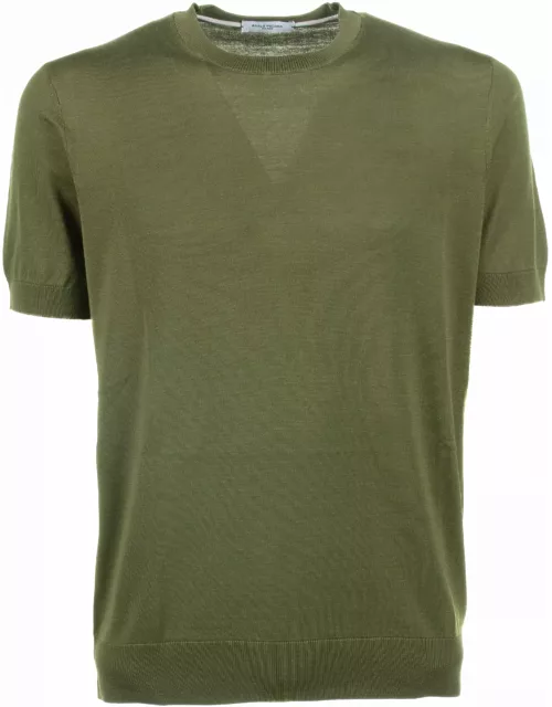 Paolo Pecora Green Cotton And Silk T-shirt