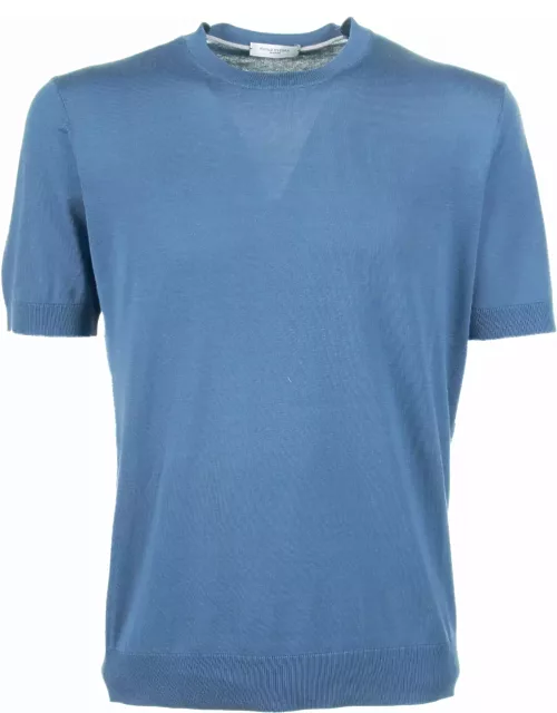 Paolo Pecora Light Blue Cotton And Silk T-shirt