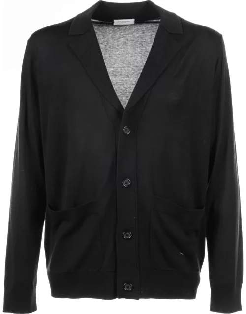 Paolo Pecora Black Cardigan With Pockets And Button