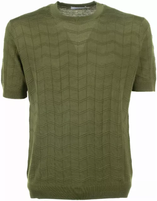 Paolo Pecora Green Cotton And Silk T-shirt