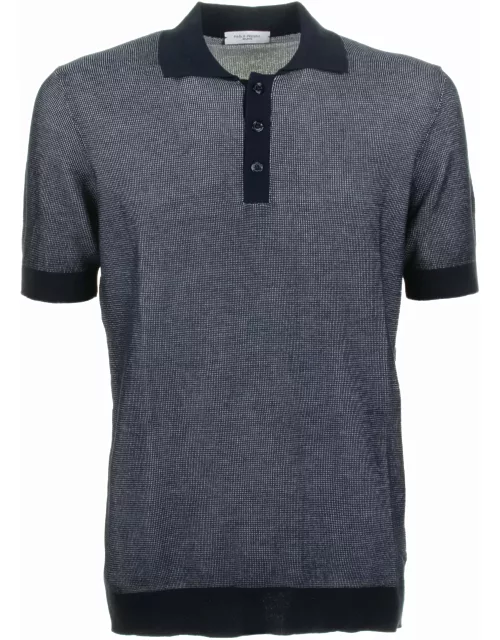 Paolo Pecora Blue Short-sleeved Cotton Polo Shirt