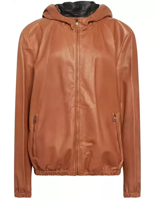Dolce & Gabbana Leather Hooded Jacket