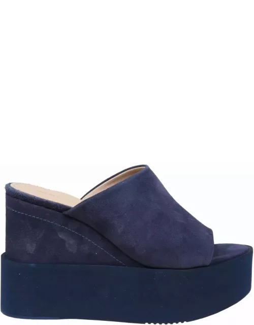 Paloma Barceló Gin Mules In Blue Suede