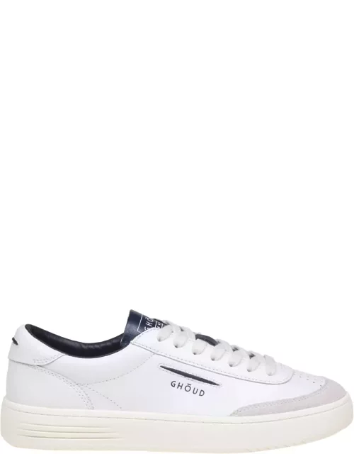 GHOUD Lido Low Sneakers In White/blue Leather And Suede