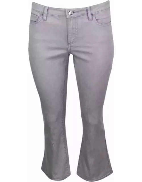 Armani Collezioni 5-pocket Trousers In Faded Stretch Cotton Flare Capri Model With Trumpet Bottom.