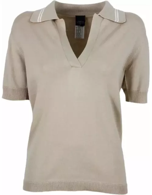 Lorena Antoniazzi Short-sleeved Polo T-shirt In Cotton And Cashmere