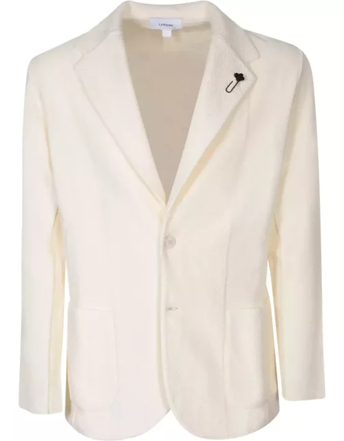 Lardini Herringbone Ivory Cardigan Style Jacket