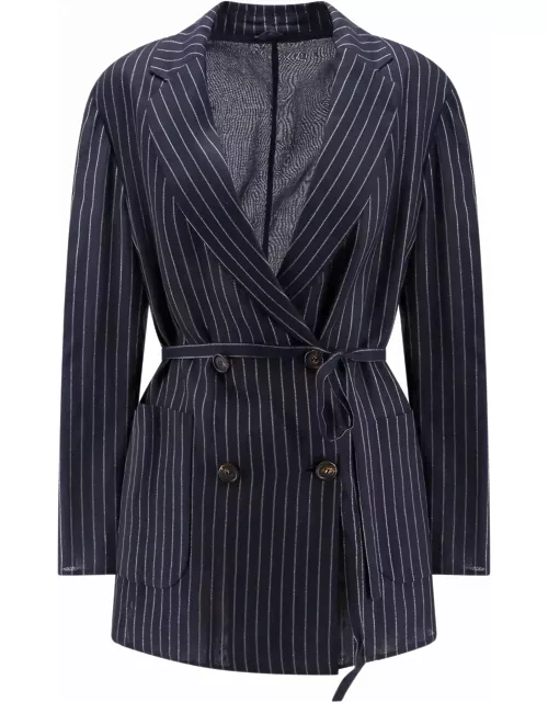 Brunello Cucinelli Sparkling Stripe Cotton Gauze Jacket