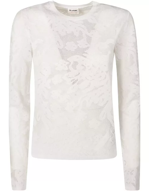Blugirl Long-sleeved Floral Lace Top