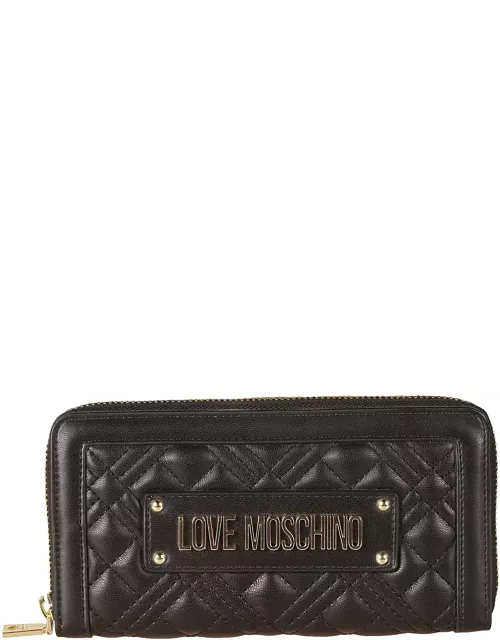 Love Moschino Logo Plaque Quilted Zip-around Wallet