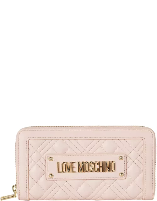 Love Moschino Logo Plaque Quilted Zip-around Wallet