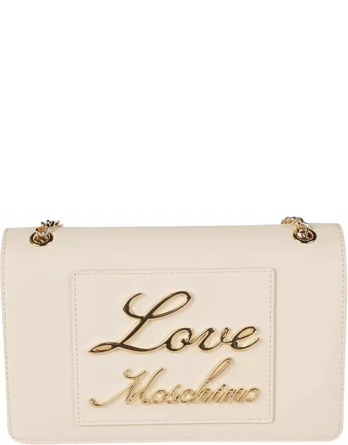 Love Moschino Logo Plaque Embossed Chain Shoulder Bag
