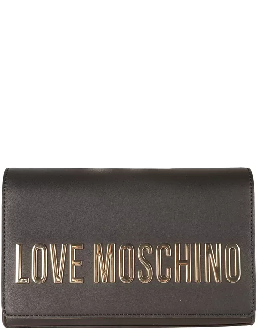 Love Moschino Logo Embossed Flap Shoulder Bag