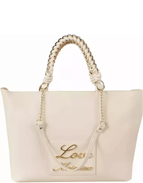 Love Moschino Signature Logo Detail Chain Embellished Tote
