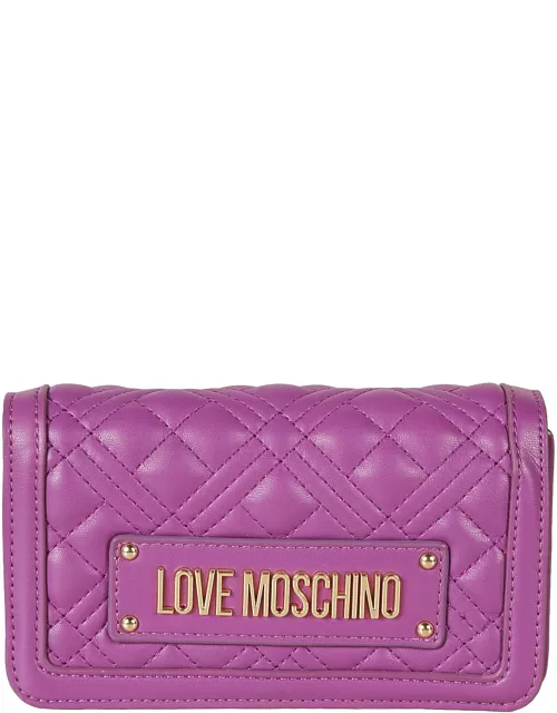 Love Moschino Logo Plaque Quilted Shoulder Bag