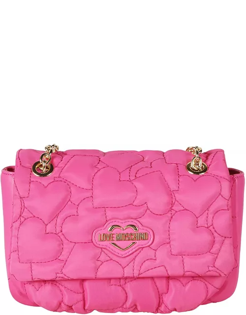 Love Moschino Heart Embroidered Flap Chain Shoulder Bag