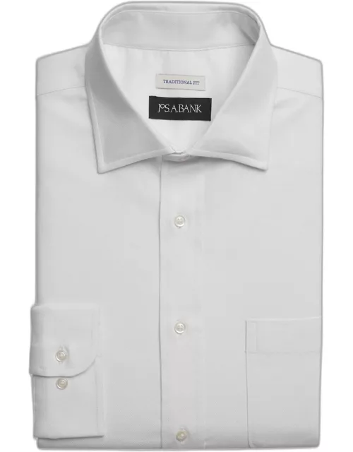 JoS. A. Bank Big & Tall Men's Traditional Fit Spread Collar Dress Shirt , White, 16 1/2 36