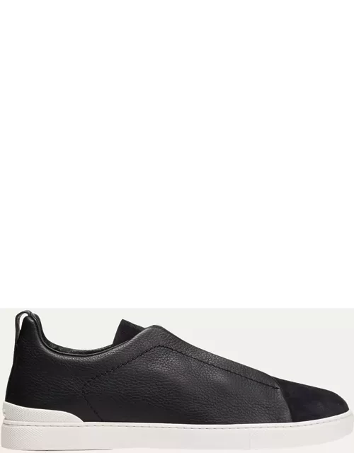 Men's Triple Stitch Leather and Suede Sneaker
