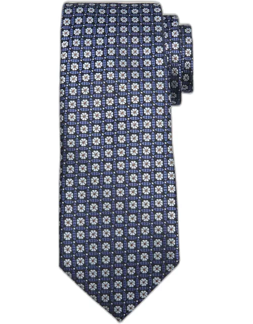 Men's Geometric Floral Silk Tie