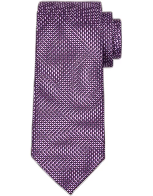 Men's Silk Geometric Check-Print Tie